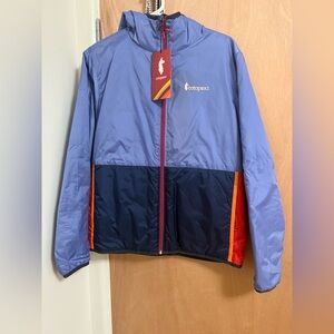 Cotopaxi Teca Calido women’s Puffer Jacket - Blue and Navy with Red Accents